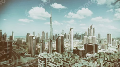Preview: Aerial View Of Dubai Downtown Skyline Along The River.