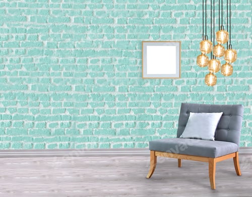 Preview: Stylish Chair with Teal Brick Wall Interior