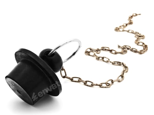 Preview: Black Bath Plug Against The White Background
