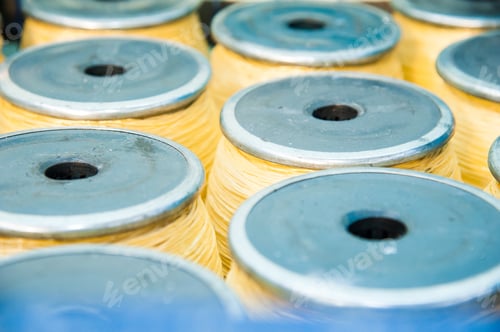 Preview: Textile Industry - Yarn Spools On Spinning Machine In A Textile Factory