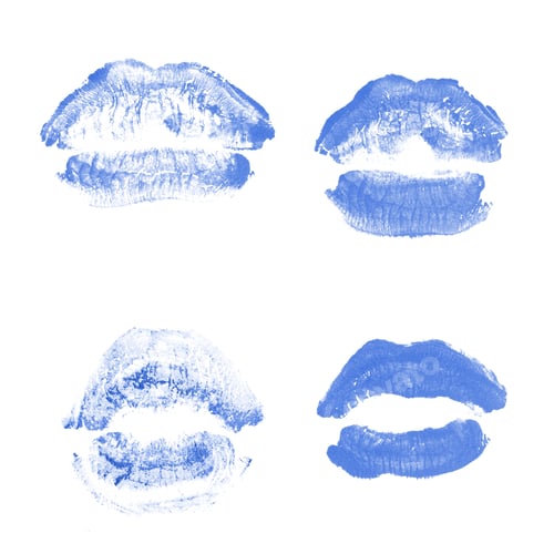 Preview: Female Lips Lipstick Kiss Print Set For Valentine Day And Love Collection Isolated On White