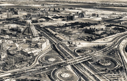 Preview: Aerial View Of Downtown Skylineand Main Road Intersection From Helicopter. The City Attracts 30