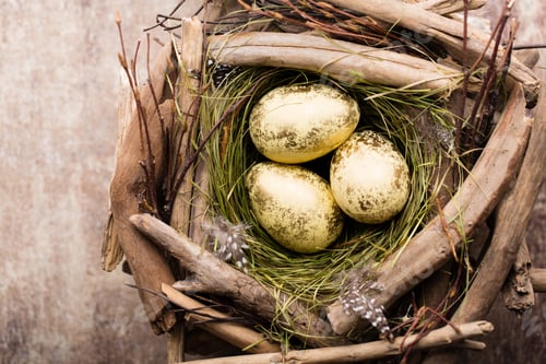 Preview: Easter Eggs In The Nest On Rustic Wooden Background