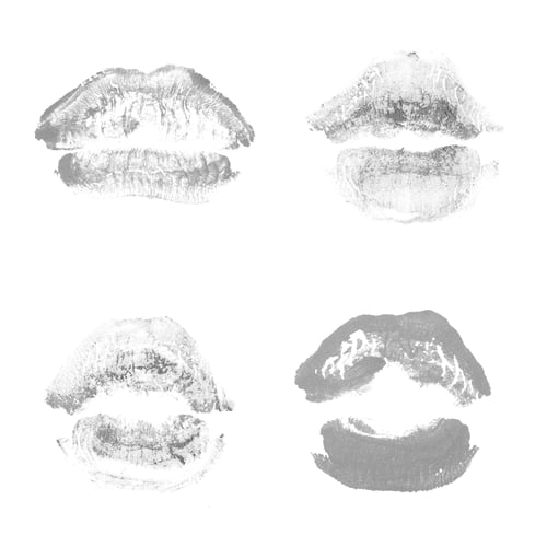 Preview: Female Lips Lipstick Kiss Print Set For Valentine Day And Love Collection Isolated On White