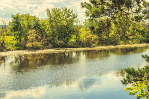 Preview: Bank Of The River On A Hot Summer Day