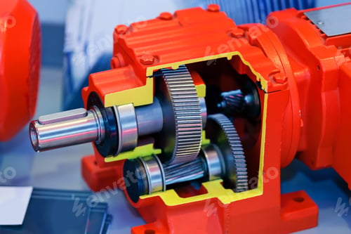 Preview: Cross Section Of Fabric Engine Part With Motor; Note Shallow Depth Of Field