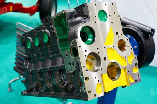 Preview: Close-Up Of A Disassembled Cast-Iron Block Of A Gasoline Or Diesel Engine For Demonstrating Repair