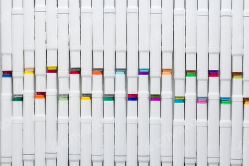 Preview: Set Bright Multi-Colored Felt-Tip Pens Or Markers With Designation Numbers, Name Of Color