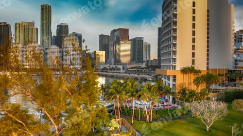 Preview: Brickell Key At Sunrise Aerial View, Miami.