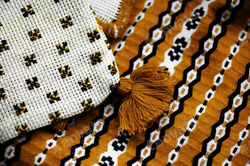 Preview: Close Up Color Shot Of A Traditional Romanian Weaved Cloth