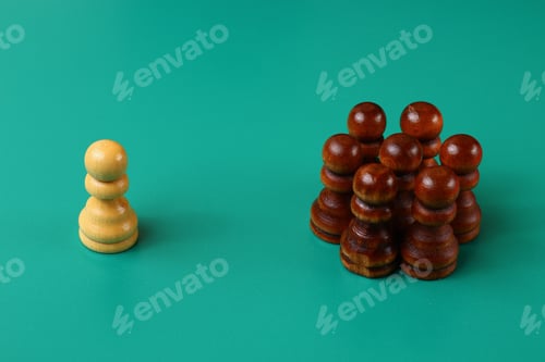 Preview: Abstract Art Concept Of An Ideological Leader And Organizer Of Management Based On Chess Pawns