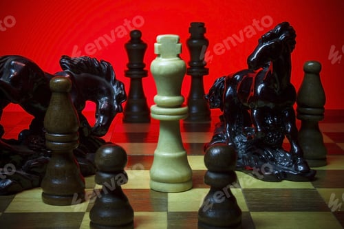 Preview: White King Surrounded By Blurry Silhouettes Of Figures