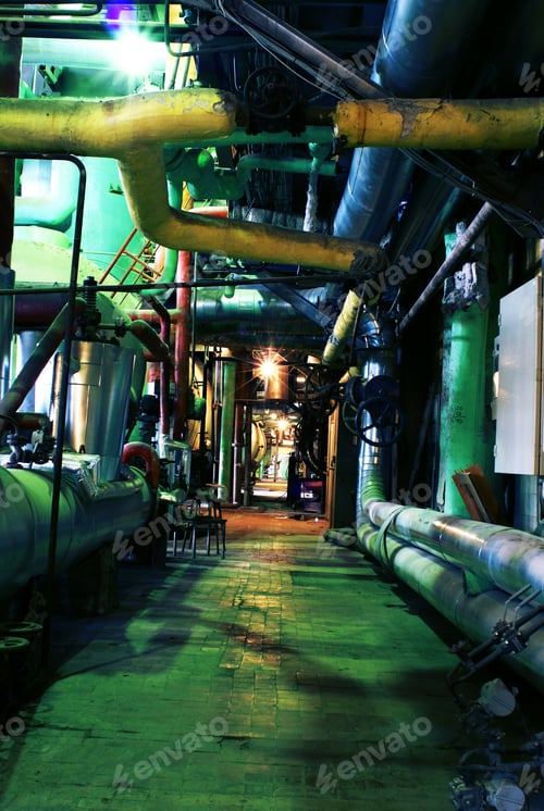 Preview: Pipes, Tubes, Machinery And Steam Turbine At A Power Plant