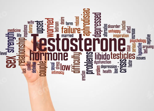Preview: Testosterone Word Cloud And Hand With Marker Concept On White Background.