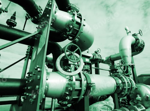 Preview: Industrial Zone, Steel Pipelines In Green Tones
