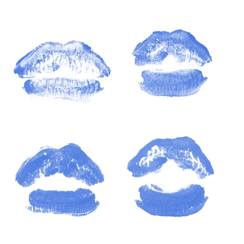 Preview: Female Lips Lipstick Kiss Print Set For Valentine Day And Love Collection Isolated On White