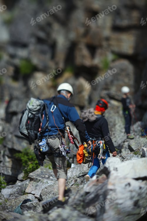 Preview: Climbers Figures During The Competition, Abstract Blurred Image.
