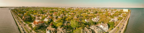 Preview: Aerial View Of Charleston At Dusk, South Carolina, Usa.