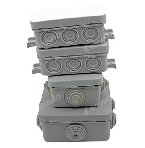 Preview: Plastic Electrical Junction Boxes Isolated On White Background