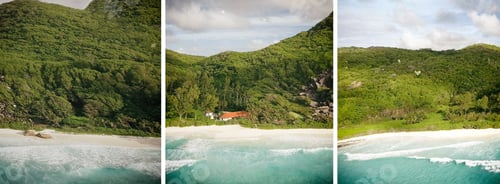 Preview: Beautiful Panoramic Aerial View Of Grande Anse Beach In La Digue - Seychelles.