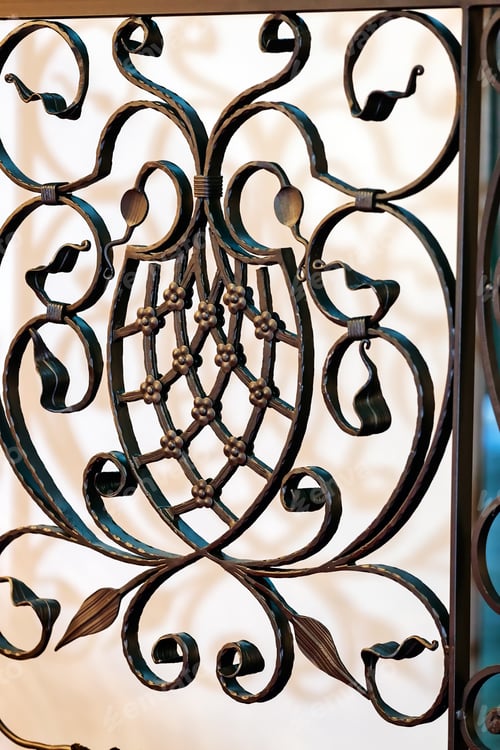 Preview: Details, Structure And Ornaments Of Wrought Iron Fence With Gate