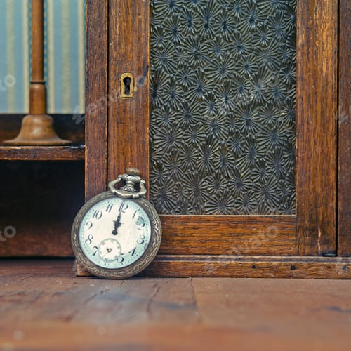 Preview: Old Hand Clock On A Vintage Wooden Table