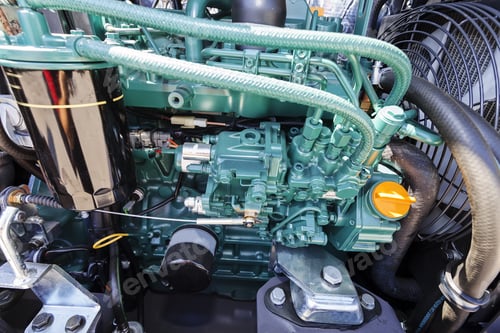 Preview: View On Motor Of New Excavator Digging