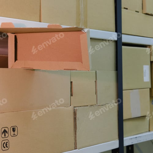 Preview: Warehouse With Opened Boxes. Thief At The Mail Warehouse