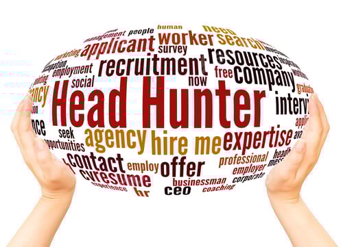 Preview: Head Hunter Word Cloud Hand Sphere Concept On White Background.
