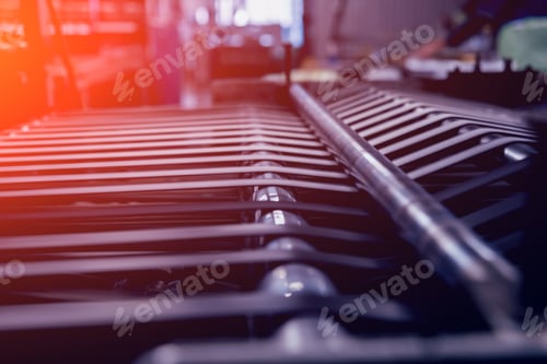 Preview: Modern Automated Production Line In Factory. Plastic Bag Manufacturing Process. Background
