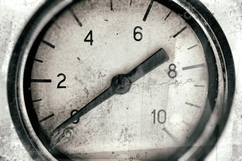 Preview: The Old Vintage Measuring Device With A Scale From 0 To 10, And The Arrow Is Stuck At Zero