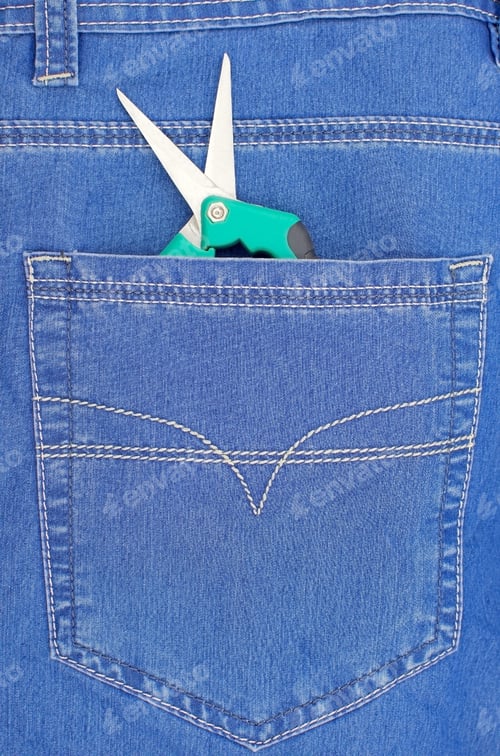 Preview: Denim Pocket with Garden Scissors Close Up