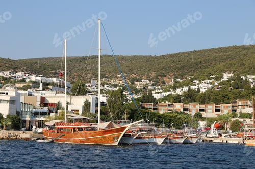 Preview: Boats In Coast Of Bodrum Town, Aegean Turkey