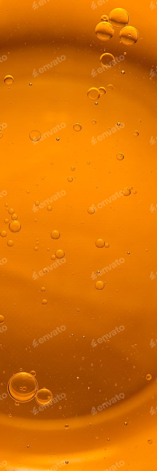 Preview: Yellow And Orange Bubbles, Drops Of Oil In Water, Olive Oil For Cooking Background.