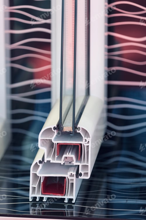 Preview: Cross-Section Aluminum Window Frames On A Colorful Background , Note Shallow Depth Of Field
