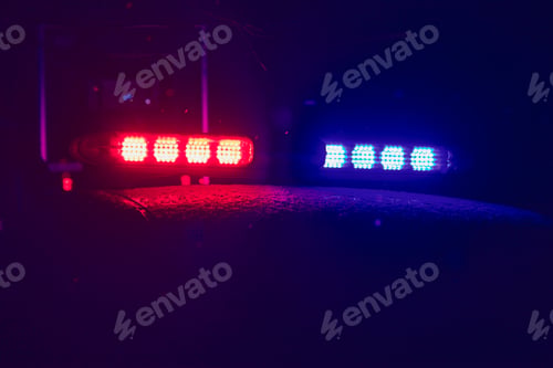 Preview: Abstract Blurred Background With Flasher In The Dark. Special Signals Of Emergency Services