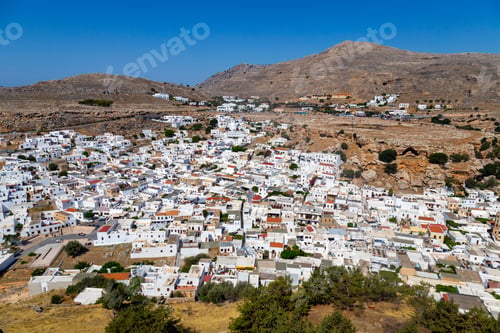 Preview: Lindos Panoramic View A Town And A Former Municipality On The Island Of Rhodes, In The Dodecanese