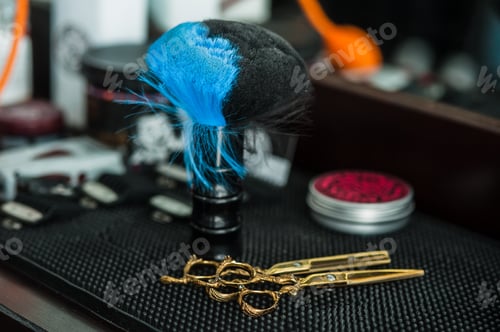 Preview: Barbershop Salon Accessories.Scissors, Chair, Trimmer, Brush.