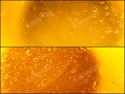 Preview: Yellow And Orange Bubbles, Drops Of Oil In Water, Olive Oil For Cooking Background.
