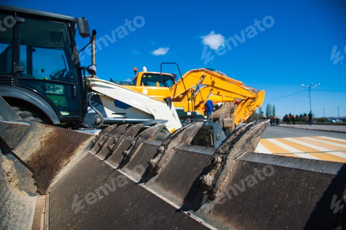 Preview: Road Equipment Is Parked Ready For Use. Road Construction Equipment