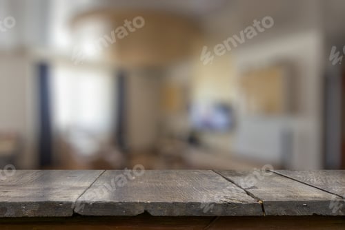 Preview: Old Vintage Wooden Table In The Living Room