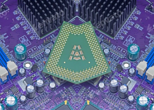 Preview: Macro View Of Cpu Pins And Circuit Mother Board