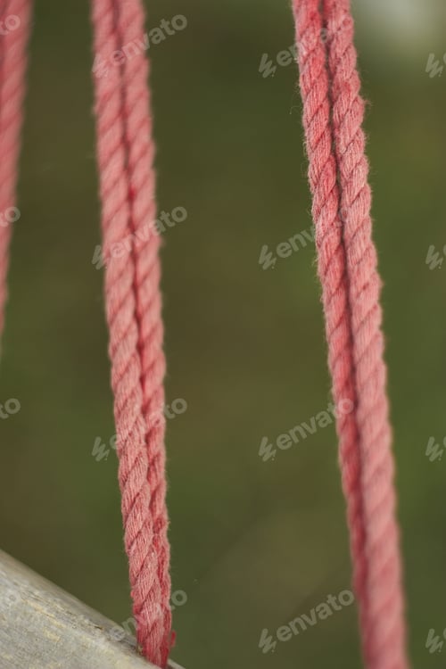 Preview: Macro Shot Detail Of A Trailing Rope Ready To Hold Its Weight. Vertical Shooting.