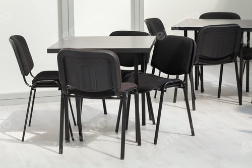 Preview: Type Of Black Chairs In The Exhibition Hall, Note Shallow Depth Of Field