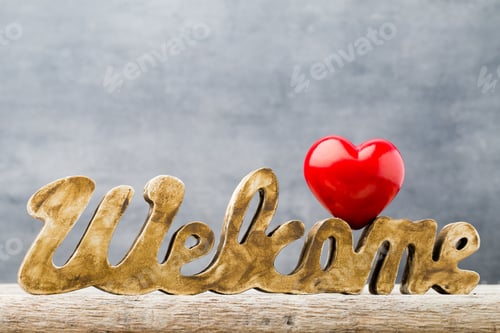 Preview: Home. Decor Home. Message Written In Heart Wooden Blocks.