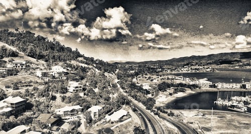 Preview: Panoramic Aerial View Of Airlie Beach Skyline And Marina, Australia.