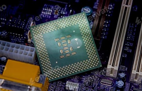 Preview: Macro View Of Cpu Pins And Circuit Mother Board