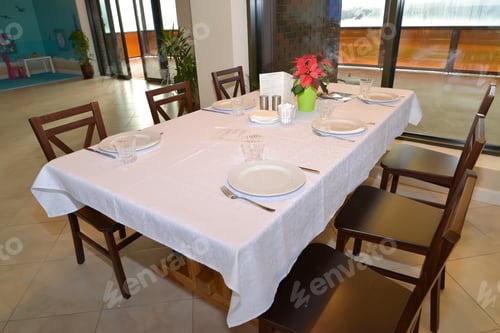 Preview: The Served Table In The Restaurant. Interior