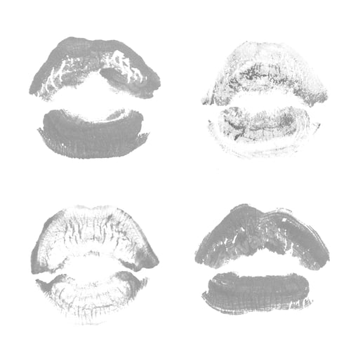 Preview: Female Lips Lipstick Kiss Print Set For Valentine Day And Love Collection Isolated On White