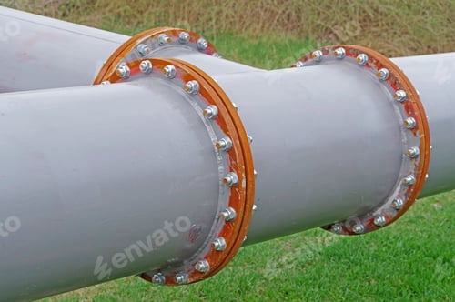 Preview: Pipe Flange With Bolts Connecting Between Pipe And Water Tank